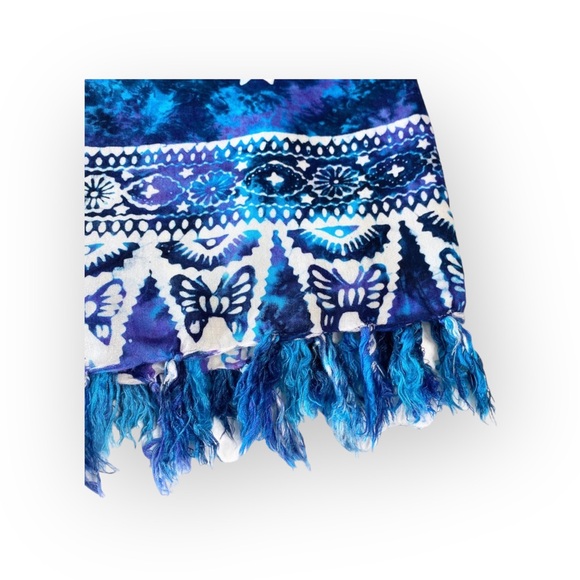 Butterfly Tie Dye Pareo Sarong ꕥ Large Scarf ꕥ Many Ways to Wear ꕥ Purple + Teal - Picture 6 of 16
